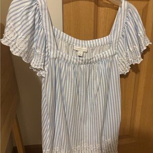 Charming Charlie Light Blue and White Striped Top